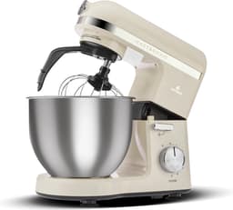 Karaca Mastermaid Chef Pro Dubbelarmige Keukenchef 1500W Zachte Room, Glanzende Room, 1500W, 5 L Mixer, Keukenmachine, Snelheidsinstelling, Deeghaak, Kloppen, Kneden en mengen — thumbnail 1