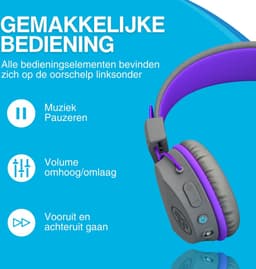 JLAB Jbuddies kinder Koptelefoon Draadloos – Koptelefoon kinderen geluidsdempend – Gehoorbescherming kinderen – Volumelimiet 84 dB – 24 uur batterijduur – Bluetooth - Grijs/Paars — thumbnail 5