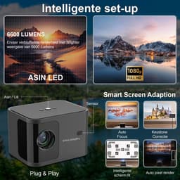 Erikssøn Beamer Prime - Ingebouwde Krachtige Speaker - 6600 Lumen - 1080P Full HD - Wifi Projector - Streamen vanaf je telefoon - Mini Beamer - Beamers - IOS & Android - Smart - Zwart — thumbnail 5