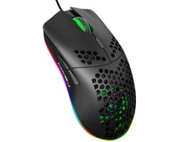 HXSJ J900 - Bedrade Gaming Muis - 6400 DPI - Ultra licht - RGB Verlichting - Optisch - Zwart