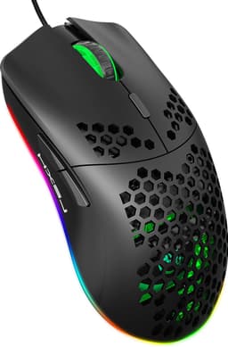 HXSJ J900 - Bedrade Gaming Muis - 6400 DPI - Ultra licht - RGB Verlichting - Optisch - Zwart — thumbnail 1
