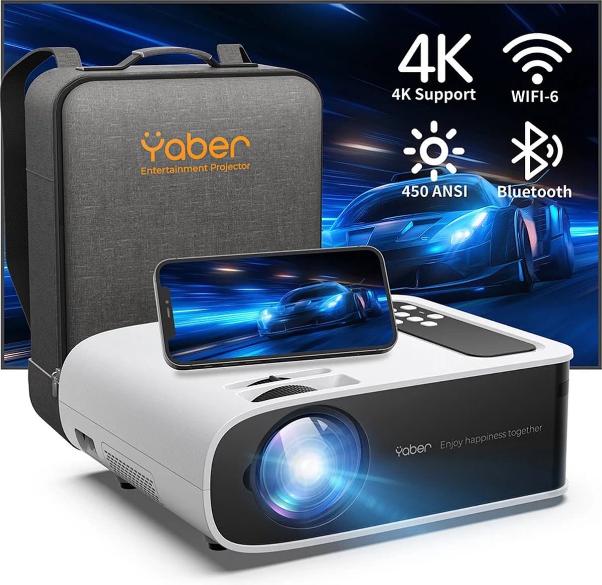 Empire's Product 4K Projector Met Wifi 6 - Mini Beamer - Bluetooth 5.0 - IOS & Android - Home Video Projector — afbeelding 1