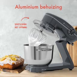 KitchenBrothers Keukenrobot - Keukenmachine - Touch Display en Timer - BPA-vrij - 6,2L - 1800W - Keukenmixer - Aluminium - Antraciet — thumbnail 4