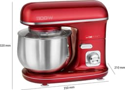 Clatronic KM 3712 krachtige kneedmachine incl. transparant spatdeksel met navulopening, 1100 watt, 5 liter, draaibare multifunctionele arm, rood — thumbnail 5