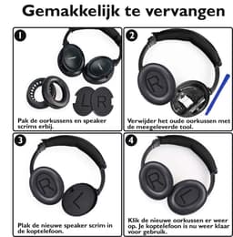 Set Oorkussens voor Bose Koptelefoon met installatie gereedschap - Zwart - QuietComfort 35 - QC35II - QC35 - QC25 - QC15 - QC2 - Soundtrue - Soundlink Around-Ear II AE2 — thumbnail 5