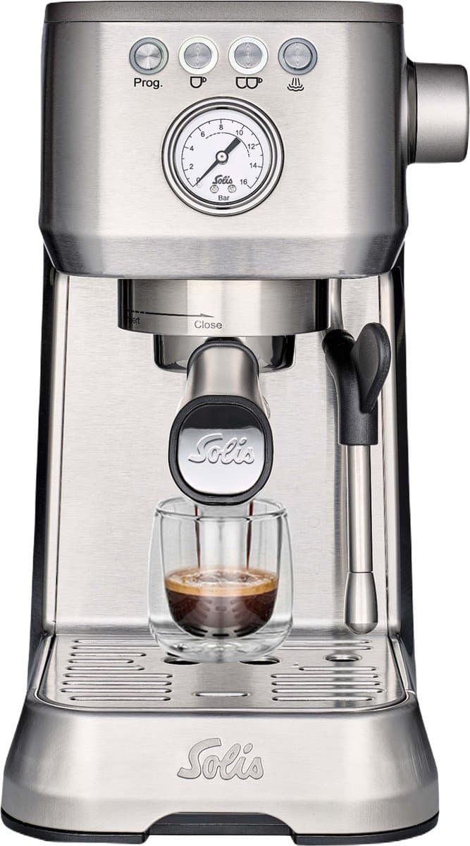 Solis Barista Perfetta Plus 1170 V2 Pistonmachine - Heerlijke Koffie Binnen 1 Minuut - Compacte en Hoogwaardige Espressomachine - Melkschuimsysteem - Zilver — afbeelding 1