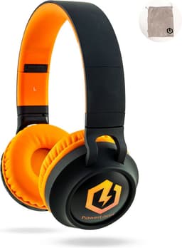 PowerLocus Buddy Draadloze On-Ear Koptelefoon voor Kinderen, LED lampjes, 85db Limiet, met Microfoon, Micro SD poort - Upgrade Zwart/Oranje — thumbnail 1