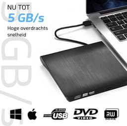Externe DVD & CD Speler - Externe DVD Speler voor Laptop - Externe DVD Speler Geschikt Voor Windows, Linux & Mac - USB 3.0 - NIEUWSTE VERSIE DVD Speler — thumbnail 3