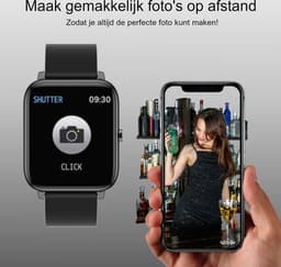 Belesy® HUNDRED - Smartwatch - Heren & Dames - Horloge - 1.3 inch - Kleurenscherm - Full Touch - Stappenteller - Multi Sport - 100+ Watchfaces - Maak uw eigen wijzerplaat - Siliconen - Watch geschikt voor Android en iOS - Moederdag — thumbnail 4