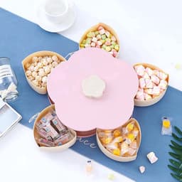 Roterende Sieraden organizer - Container snoep - Snoepdoos - Nootjes Hapjes Borrel Snackbox - Healthy High Tea Box - 22 cm - Bloem opbergdoos — thumbnail 1