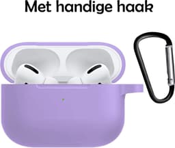 Hoesje Geschikt voor Apple AirPods Pro 2 - Siliconen Hoes met Clip - Silicone Case Cover - Lila — thumbnail 2