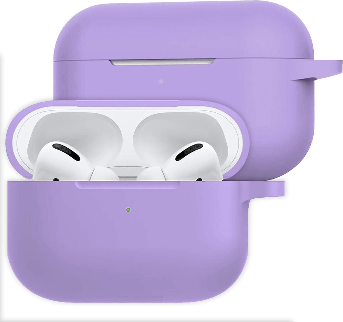 Hoesje Geschikt voor Apple AirPods Pro 2 - Siliconen Hoes met Clip - Silicone Case Cover - Lila — afbeelding 1
