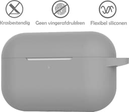 Hoesje Geschikt voor Apple AirPods Pro 2 - Siliconen Hoes met Clip - Silicone Case Cover - Grijs — thumbnail 4