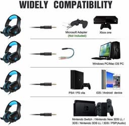 Multi-Platform Gaming Headset Over-Ear Hoofdtelefoon – Bedraad 3,5 mm Jack – Microfoon – LED – Geschikt voor PS5, PS4, Xbox One, PC, Laptop, Nintendo Switch — thumbnail 5