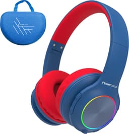 PowerLocus PLED Draadloze Koptelefoon Over-Ear voor Kinderen - LED lampjes - met Microfoon - Micro SD poort - Blauw/Rood — thumbnail 1
