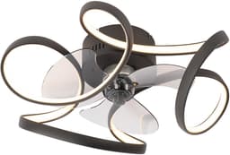 QAZQA mandy - Dimbare LED Plafondventilator met Verlichting | Lamp en Afstandsbediening - 1 lichts - Ø 55 cm - Zwart - Woonkamer | Slaapkamer | Keuken — thumbnail 1