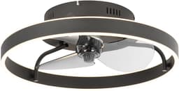 QAZQA maddy - LED Plafondventilator met Verlichting | Lamp en Afstandsbediening - 1 lichts - Ø 50 cm - Zwart - Woonkamer | Slaapkamer | Keuken — thumbnail 1