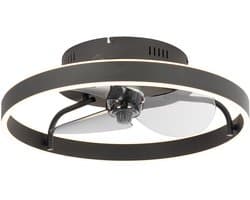 QAZQA maddy - LED Plafondventilator met Verlichting | Lamp en Afstandsbediening - 1 lichts - Ø 50 cm - Zwart - Woonkamer | Slaapkamer | Keuken