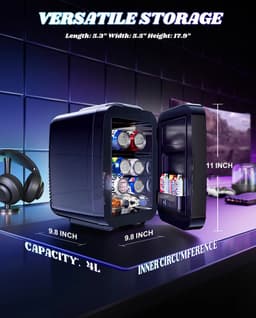 Zerova Mini koelkast - Minibar - Mini Koelkasten - Koelen en Verwarmen - 4L Inhoud - 7 LED-Lichtmodi - AC/DC - Stil - Zwart — thumbnail 5