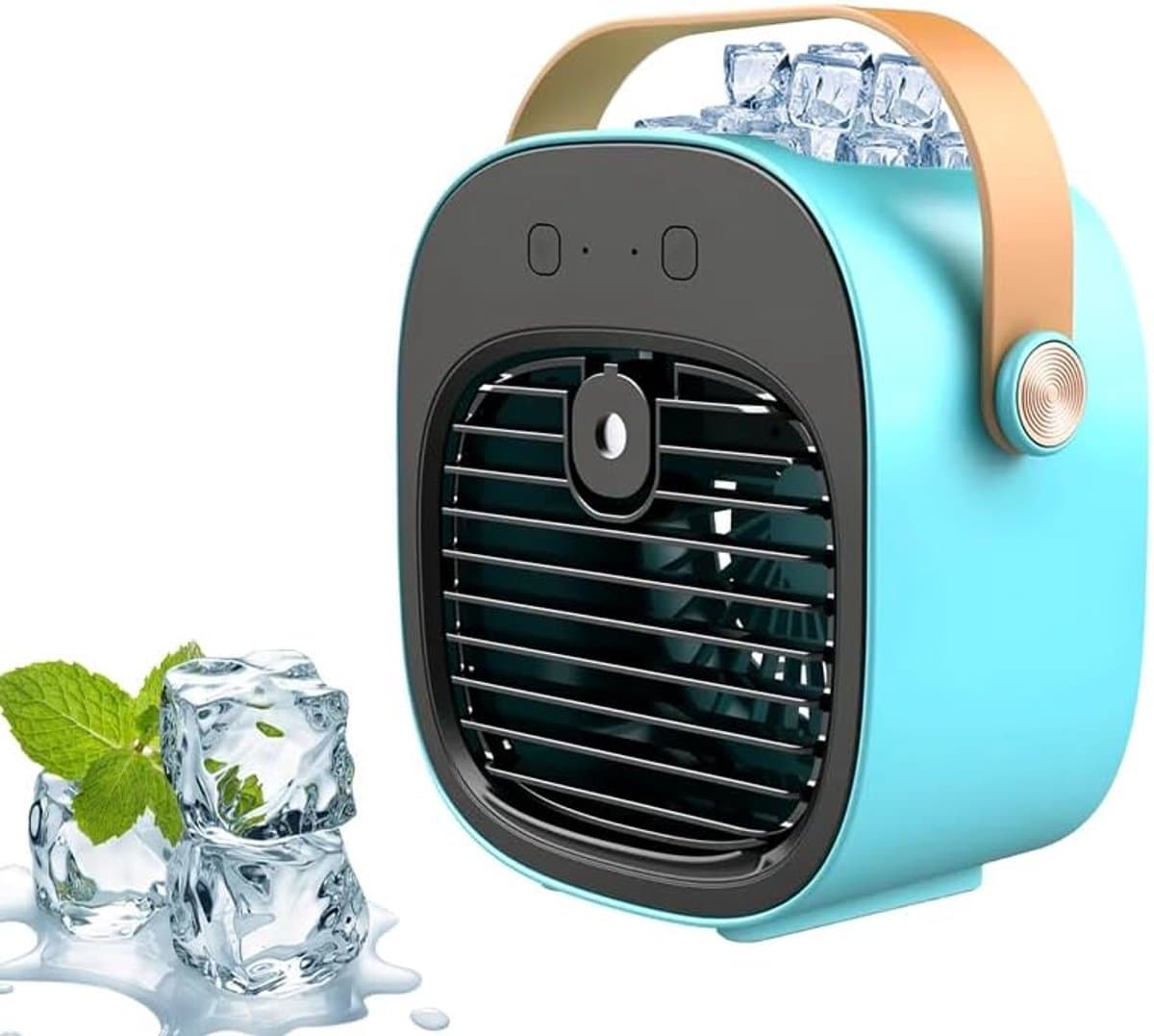Mini airconditioner - Kleine airconditioner - Oplaadbare persoonlijke luchtkoeler - Mini airconditioner met drie snelheden - Mini watergekoelde luchtkoeler - Stille tafelventilator voor thuis, slaapkamer, op reis, op kantoor, binnen en buiten - Blauw — afbeelding 1
