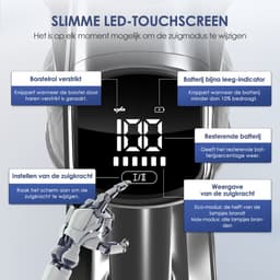 Hiazurm Steelstofzuiger Draadloos - 55000 Pa - LED-display - 55min Gebruikstijd - 2 accu's - 1,8L - 8-in-1 - 4 HEPA-filters - voor tapijt & harde vloeren - Zilver — thumbnail 4