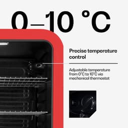 Klarstein PopLife Drankenkoeler - Mini-bar, Retrokoelkast, 0-10°C, slechts 39 dB, 115 L, milieuvriendelijk, dubbel glazen deur, Retro-design, rood — thumbnail 5
