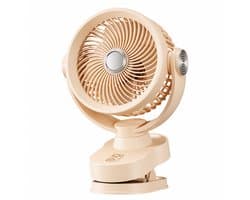 Ventilator - Oplaadbare ventilator - clip on ventilator - 2400mAh USB oplaadbare ventilator - 3 windsnelheden - LED-nachtlampje - Stille werking, geschikt voor bureaus, slaapkamers en kamperen - Grijs