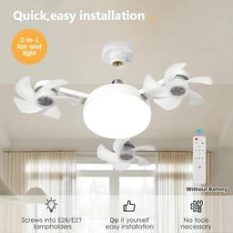 LED's Light Plafondventilator met lamp - Instelbare lichtkleur - Kroonluchter Ventilator - Plafondlampen met Ventilator & Lamp - Stille ventilator - Beste alternatief voor airco - Met remote - Voor slaapkamer,Woonkamer veranda - Wit — thumbnail 2