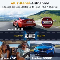 FOSMET Dashcam Voor Auto - 2 Kanaals - 3.2 Inch IPS-Scherm - Voor & Achter Camera - 170° Groothoek - WiFi & GPS - Nachtzicht – Parkeerbewaking - G-Sensor - Incl. 32GB SD-Kaart - Ondersteunt 256GB — thumbnail 3