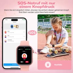 FOSMET 4G Smartwatch Kinderen - 2026 - GPS Horloge Kind met Telefoonfunctie - 1,83 Inch - SOS Knop & Videobellen - Dubbele Camera 3 MP - 1000mAh - Voor 4-12 Jaar - Voor Meisjes - Android & iOS - Roze — thumbnail 3