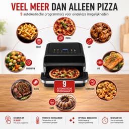 alpina Airfryer voor Pizza's tot 30 cm - Heteluchtfriteuse met 9 Programma's - Digitaal Display en Instelbare Temperatuur 80-230°C - 6 Liter - Zwart — thumbnail 3