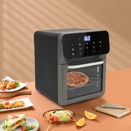 Kleine Oven - Mini Oven Hetelucht - Thuis Bakken - Visueel Controlevenster - 13 Liter - Zwart — thumbnail 2