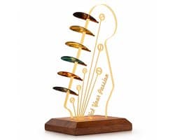 BOTC Plectrumhouder met LED-Verlichting - Gitaarvormige Display voor Gitaarplectrums - Houten Houder met Acryl - USB - Gitaar Accessoire