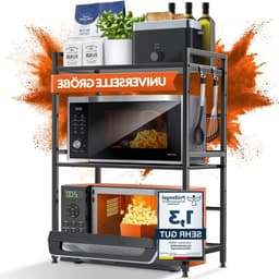 Magnetronrek Keukenrek - Voorraadrek Bakkersrek - Keuken Organiseren - In hoogte lengte verstelbaar - 3-laags - Zwart — thumbnail 1