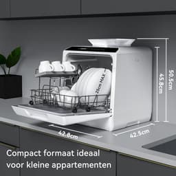 Mini Vaatwasser 43 cm - Tafelvaatwasser met en Zonder Wateraansluiting - Compacte Vaatwasser voor 4 Couverts, Camping, Keuken en Appartement — thumbnail 3