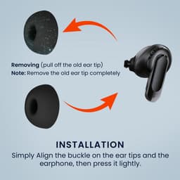 kwmobile 6x cover voor in-ear oortjes geschikt voor JBL Tour Pro 2 - Vervangende oordopjes van siliconen in zwart - 3 maten — thumbnail 4