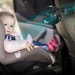 Ventilator met drie snelheden, 360° draaibare koelventilator, draagbaar en stil, geschikt voor auto's en SUV's (achterbank). — thumbnail 2