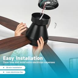 ModernStore 106 cm Plafondventilator met Verlichting, DC-motor, Stil, Afstandsbediening, 6 Snelheden, Omkeerbaar, Dimbaar, Timer, Slaapkamer, Woonkamer, Zwart — thumbnail 5