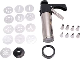 Koekjespers - Deegspuit Koekjesmaker - Zelf Koekjes Maken - Ergonomisch Ontwerp - 21 Stuks - Zilver — thumbnail 5