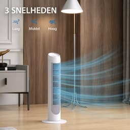 CORE Torenventilator - Ventilatorkolom - Met 3 Snelheden - Oscillerende Ventilator 70° - Compact & Stil - 45W - 27x27x75cm - Wit — thumbnail 4