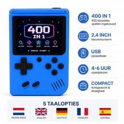 FivesquareNL Retro Handheld Game Console – 400 Spellen – USB Oplaadbaar – 2.4 Inch Kleurenscherm – Draagbare Spelcomputer voor Kinderen & Volwassenen – Blauw — thumbnail 1