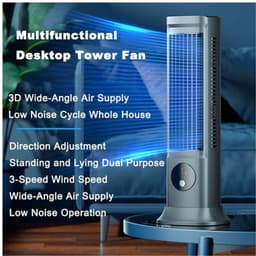 Bladloze desktop airconditioner, draagbare USB-oplaadbare airconditioner, drie ventilatorsnelheden, stille desktop/draagbare ventilator. — thumbnail 2