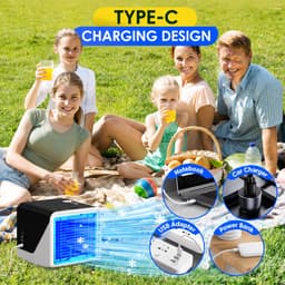 Draagbare airconditioning, 3-in-1, USB-waterkoeler, 500 ml, 3 snelheden, ledlicht, 7 kleuren, verdampingsairco, zonder buitenbuis, voor slaapkamer en kantoor — thumbnail 5