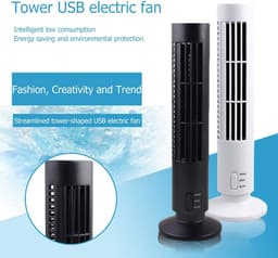 Torenventilator USB – Bladloze Tafelventilator – Stil – 2 Snelheden – 33 cm – Zwart — thumbnail 4