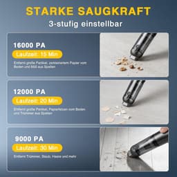 Handstofzuiger - Mini stofzuiger - Auto interieur reinigen - 16000 Pa zuigkracht - 4-in-1 functie - Zwart — thumbnail 3