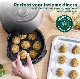 SNJY® Mini Airfryer - Airfryer Klein - Camping Airfryer - 2 Liter - 5-in-1 - 1200W - Zwart — thumbnail 3