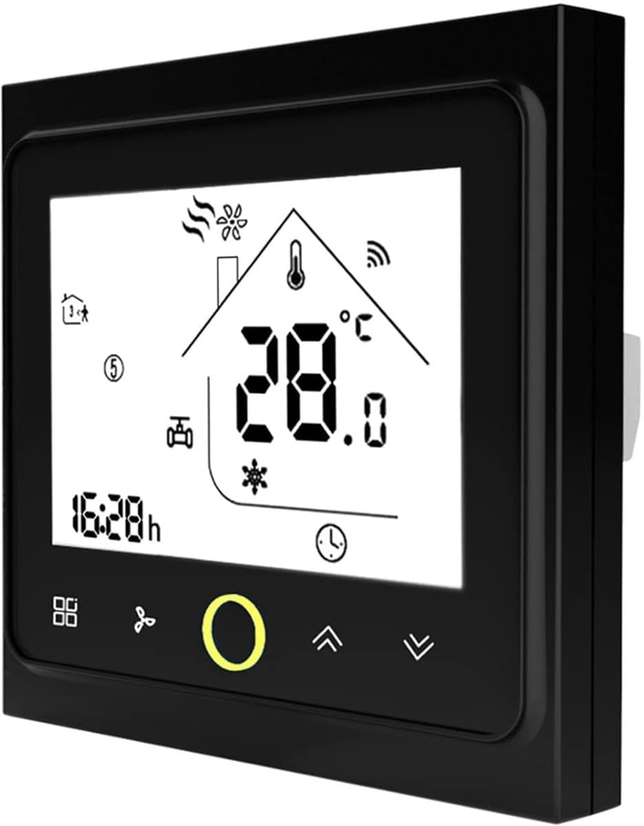 Slimme Thermostaat - Kamerthermostaat Verwarming Koeling - Comfort Thuis Creëren - 0.5 Graden Nauwkeurigheid - 2P WIFI - Zwart — afbeelding 1