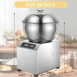 Deegkneedmachine - Keukenmixer - Professioneel Koken - Bidirectioneel Roterend - 5kg Capaciteit - Zilver — thumbnail 4