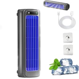 KZQ Draagbare Luchtkoeler Bureauventilator en koelventilator - 3 snelheden met LED touchscreen - USB oplaadbaar - Desktop en wandmontage - Voor kantoor slaapkamer en keuken - Grijs — thumbnail 1