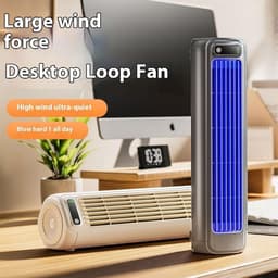 KZQ Draagbare Luchtkoeler Bureauventilator en koelventilator - 3 snelheden met LED touchscreen - USB oplaadbaar - Desktop en wandmontage - Voor kantoor slaapkamer en keuken - Grijs — thumbnail 3